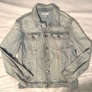 The Rail Nordstrom Mens Distressed Denim Jean Jacket L light wash button up